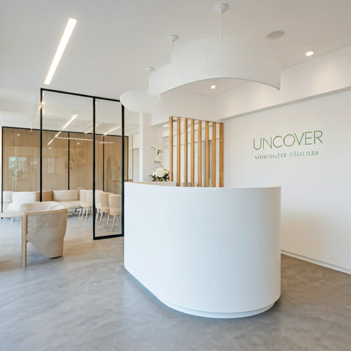 Interior view of Uncover Clinic showing modern reception and waiting area