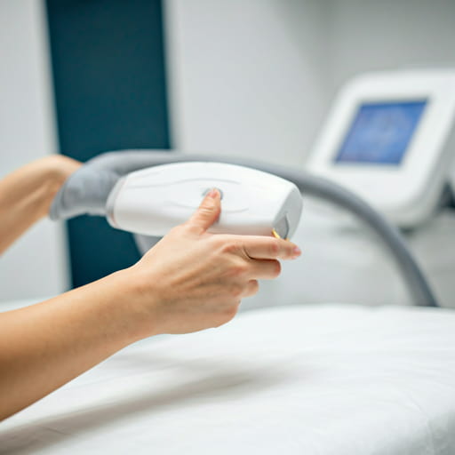 Laser hair removal treatment in progress